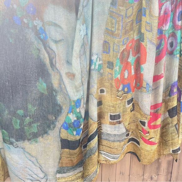 The Kiss -oversized Sheer + Sparkly SCARF. / Wrap - Gustav Klimt - silk blend - Picture 3 of 9